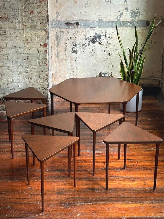 Walnut Hexagonal Nesting Coffee Table