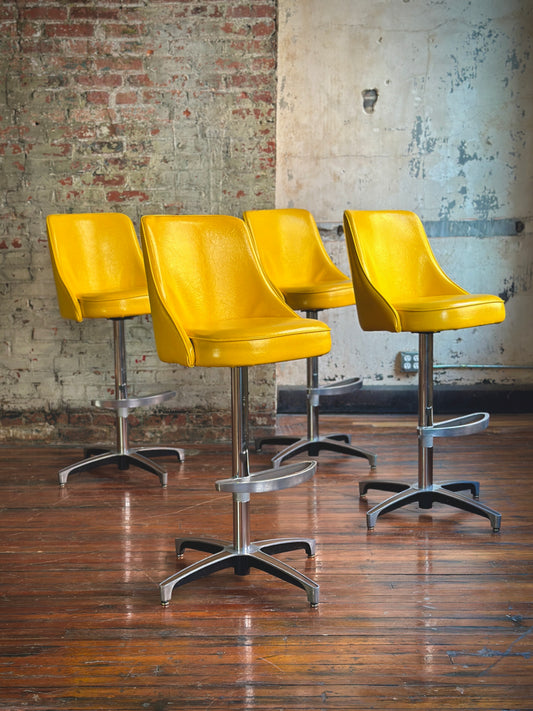 Vintage Yellow Barstools by Chromcraft